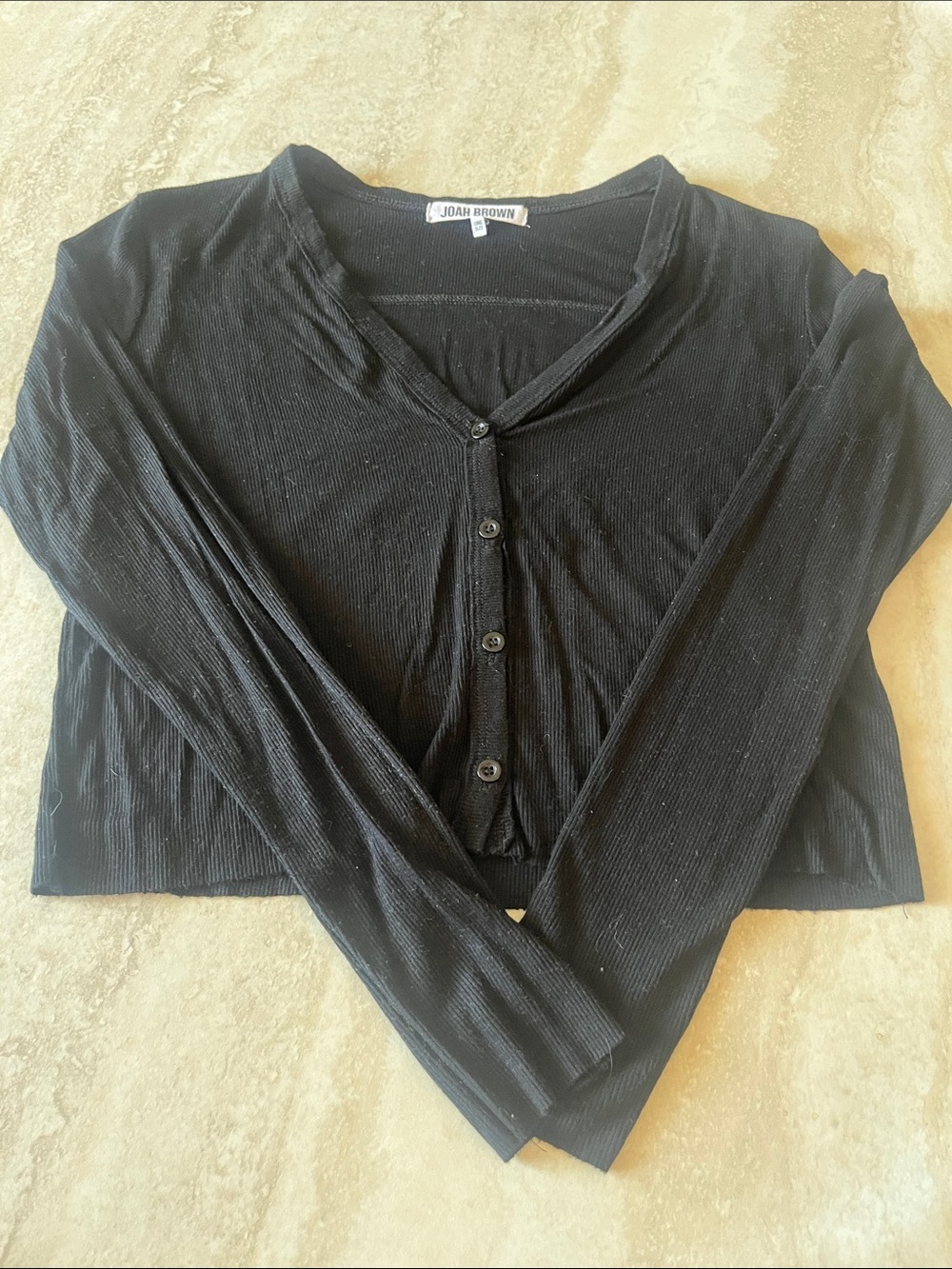 JB Black Ribbed Button-Up Top - Picture 2 of 3
